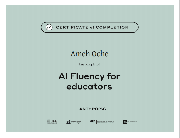 AI Fluency for Educators certificate from Anthropic