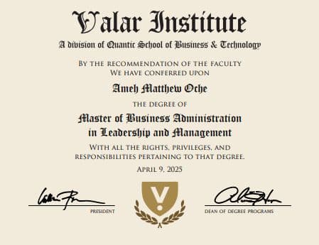 MBA in Leadership and Management certificate