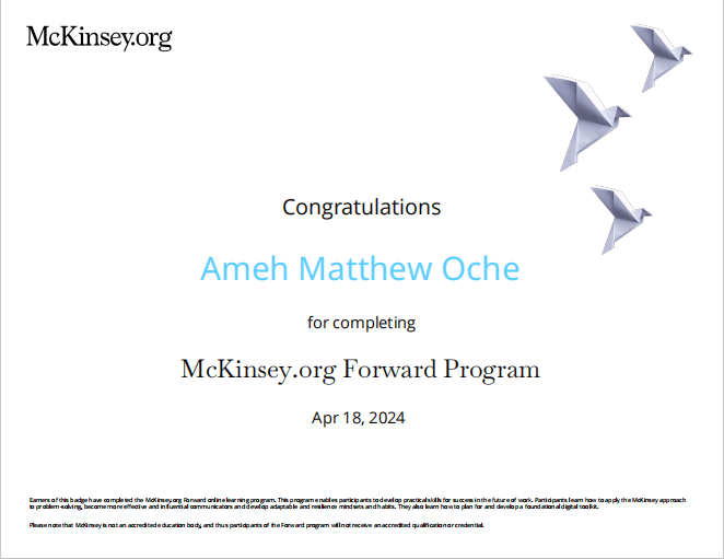 McKinsey Forward Program certificate